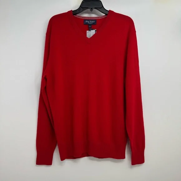 $200 Daniel Cremieux Men’s LLuxury 100% Cashmere V Neck Pullover Red Sweater